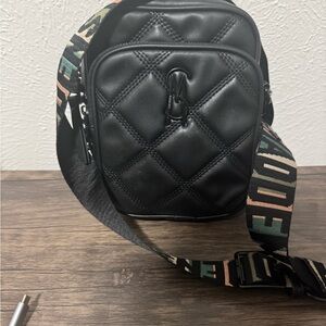 Steve Madden Black Quilted Crossbody with Multicolor Strap